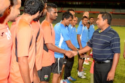 ގައުމީ ޓީމަށް ރައީސް ހިތްވަރު ދެއްވައި ކާމިޔާބީއަށް އެދިވަޑައިގެންފި