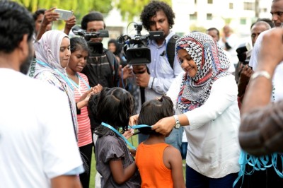 ނުކުޅެދުންތެރިކަން ހުންނަ ކުދީންނަށް ބޭއްވި ހަވީރުގައި ރައީސްގެ އަނބިކަބަލުން ބައިވެރިވެވަޑައިގެންފި