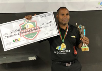 ގައުމީ 9 ބޯލް ބިލިއާޑް މުބާރާތުގެ ޗެމްޕިއަންކަން ސަނީފް ހޯދައިފި