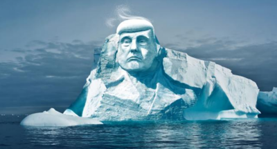 މޫސުމަށް އަންނަ ބަދަލުތައް ދެއްކުމަށް ގަނޑުފެންގަނޑެއްގައި ޓްރަމްޕުގެ މޫނު ކަނޑާ ނަގަނީ