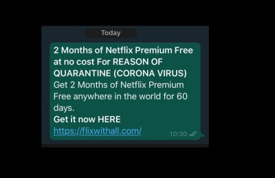 ނެޓްފްލިކްސްގެ ޕްރިމިއަމް ޕެކެޖް ހިލޭ ލިބޭ ކަމަށް ބުނެ ފޭކް މެސެޖެއް