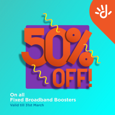 ދިރާގުން 50 ޕަސެންޓް އަގުހެޔޮކޮށް ފިކްސްޑް ބްރޯޑްބޭންޑް ބޫސްޓަރު ލިބޭ ޕްރޮމޯޝަނެއް