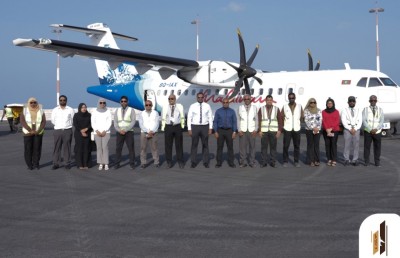 ހަނިމާދޫ އެއާޕޯޓުގެ އާ އޭޕްރަން ބޭނުންކުރަން ފަށައިފި