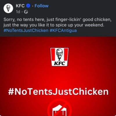 "ނޯ ޓެންޓްސް، ޖަސްޓް ޗިކަން" އޭ ބުނެގެން ކޭއެފްސީއާ ދެކޮޅު ކެމްޕެއިން ވަރުގަދަވެއްޖެ