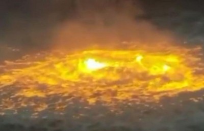 ގޭސް ހޮޅިއެއް ފަޅައިގެންގޮސް ކަނޑުގައި އަލިފާން ހިފާފައި