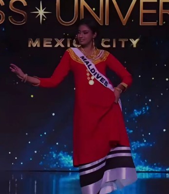 މިސް ޔުނިވާސްގައި ޝައިނާ ދުނިޔެއަށް ދައްކާލީ ދިވެހި ލިބާސް