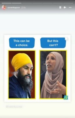 ބުރުގާ އަޅާ އަންހެނުންގެ ދިފާއުގައި ސޯނަމް އާއި ރިޗާ