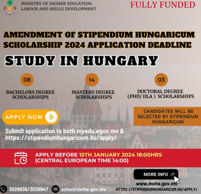 ހަންގޭރީގައި ކިޔެވުމުގެ ސްކޮލާޝިޕްތަކެއް ހުޅުވާލައިފި