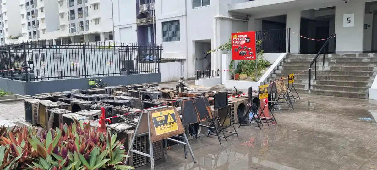 ހިޔާ ފްލެޓް 5 ގައި ހިނގި އަލިފާނުގެ ހާދިސާގައި ގެއްލުންވި އޭސީތަކުގެ އައުޓްޑޯ ޔުނިޓްތައް