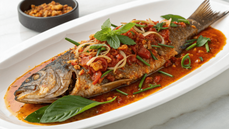 ސަން ބަދިގެ: ފްރައި ފިޝް ތައި ޗިލީ ސޯސް