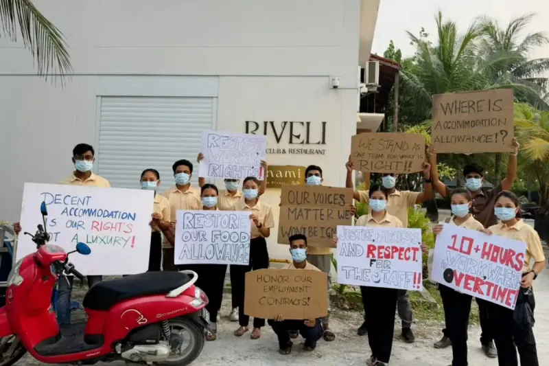 ރެސްޓޯރަންޓެއްގައި މަސައްކަތް ކުރާ ބިދޭސީ މުވައްޒަފުންތަކެއް އިހުތިޖާޖު ކުރުމުން، އެ މުވައްޒަފުންގެ ކަންބޮޑުވުންތައް ކަމާ ބެހޭ އިދާރާ އަށް ހުށަހަޅައިފި