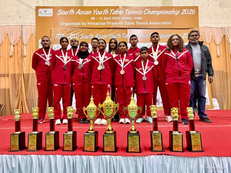 ސައުތު އޭޝިއަން ޔޫތު ޓީޓީ މުބާރާތުގެ ގިނަ މެޑަލްތަކެއް ރާއްޖެއަށް