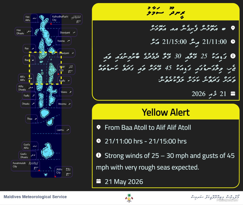 ބ.އަތޮޅުން އއ.އަތޮޅަށް ރީނދޫ ސަމާލު، 45 މޭލަށް ވައިގަދަވާނެ