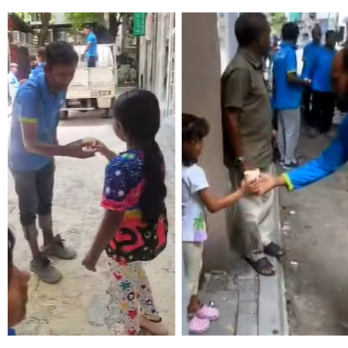 މާލޭ މަގު ހަދަން ތިބި ބިދޭސީންނަށް މި ކުދިން ޖޫސް ދީ، ދެއްކީ ތަފާތު ނަމޫނާއެއް!