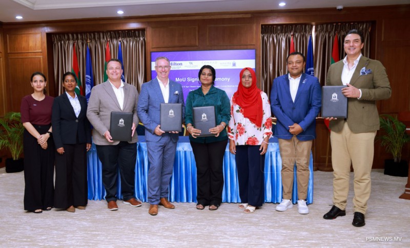 ފޮޓޯ: އެމްއެންޔޫއާއި ހިލްޓަންގެ 3 ރިސޯޓަކާއެކު ވެފައިވާ އެއްބަސްވުން އައުކުރުން