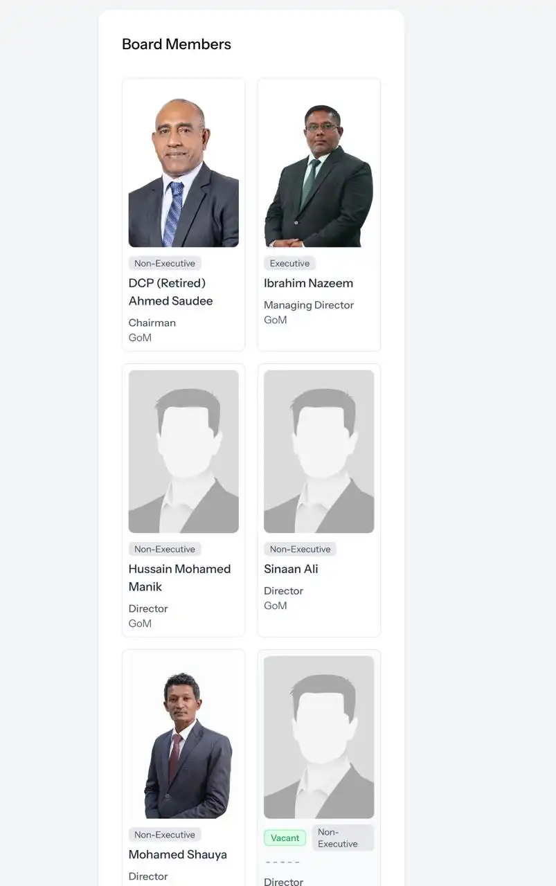 އިންފްރާސްޓްރަކްޗަރ ޑިވެލޮޕްމަންޓް ސޮލިއުޝަންސް ކޮމްޕެނީ ލިމިޓެޑް (އައިޑީއެސް)ގެ ބޯޑް މެންބަރުން